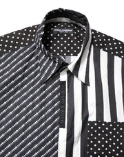 Dolce & Gabbana Black White Stripe Button Down Casual Shirt