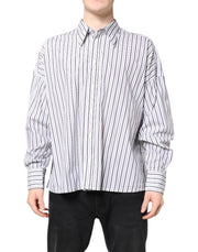 Dolce & Gabbana White Black Stripe Button Down Casual Shirt