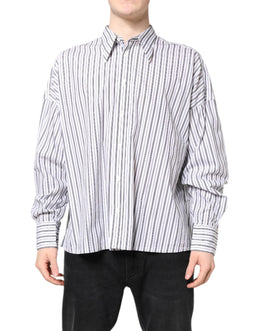 Dolce & Gabbana White Black Stripe Button Down Casual Shirt