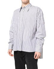 Dolce & Gabbana White Black Stripe Button Down Casual Shirt