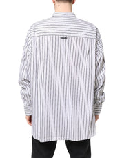 Dolce & Gabbana White Black Stripe Button Down Casual Shirt