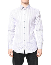 Dolce & Gabbana White Stripes GOLD Cotton Formal Shirt
