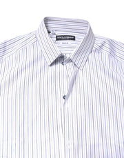 Dolce & Gabbana White Stripes GOLD Cotton Formal Shirt