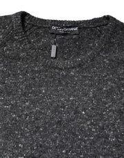 Dolce & Gabbana Gray Wool Knitted Round Neck Pullover Sweater