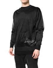 Dolce & Gabbana Black Logo Knitted Crewneck Pullover Sweater