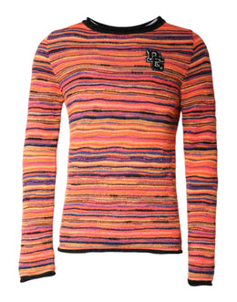 Dolce & Gabbana Multicolor Wool DGLogo Knit Pullover Sweater