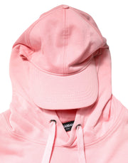 Dolce & Gabbana Pink Cotton Hooded Men Sportswear Vest Sweater