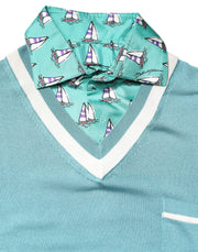 Dolce & Gabbana Green Printed Collared Short Sleeve T-shirt