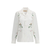 Baziszt White Cotton Pattern Shirt