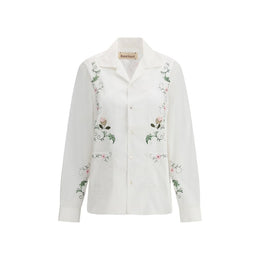Baziszt White Cotton Pattern Shirt
