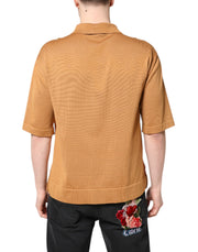 Dolce & Gabbana Brown Floral Collared Short Sleeve T-shirt