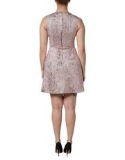 Dolce & Gabbana Pink Jacquard Sleeveless Sheath Mini Dress