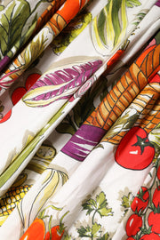 Dolce & Gabbana White Vegetables Sleeveless A-line Midi Dress