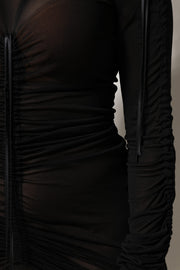 Dolce & Gabbana Black Mesh Trim Bodycon Long Sheath Dress