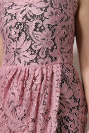 Dolce & Gabbana Pink Floral Lace Sleeveless Sheath Dress