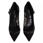 Dolce & Gabbana Black Mary Jane Taormina Lace Pumps Shoes