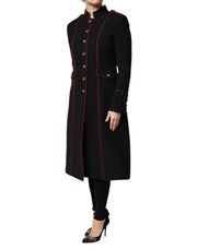 Dolce & Gabbana Black Wool Single Breasted Trench Coat Jacket