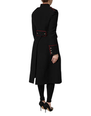 Dolce & Gabbana Black Wool Single Breasted Trench Coat Jacket