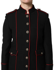 Dolce & Gabbana Black Wool Single Breasted Trench Coat Jacket