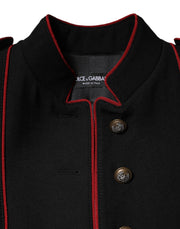 Dolce & Gabbana Black Wool Single Breasted Trench Coat Jacket