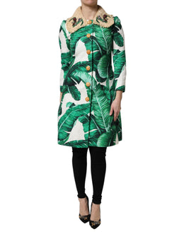 Dolce & Gabbana Multicolor Leaf Print Embellished Trenchcoat Jacket