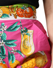 Dolce & Gabbana Pink Printed High Waist Hot Pants Shorts