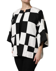 Dolce & Gabbana White Black Patchwork Jacquard Blazer Jacket