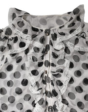 Dolce & Gabbana White Black Polka Dot Cotton Sleeveless Top