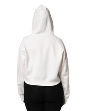 Dolce & Gabbana Ivory Cotton Printed Hooded Pullover Sweater