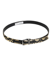 Dolce & Gabbana Multicolor Jacquard Leather Metal Buckle Belt