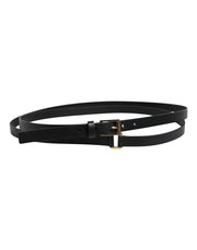 Dolce & Gabbana Black Classic Gold Metal Logo Buckle Belt