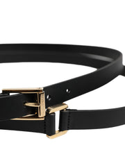Dolce & Gabbana Black Classic Gold Metal Logo Buckle Belt