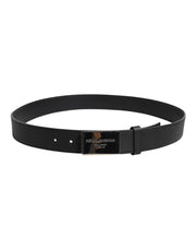 Dolce & Gabbana Black Classic Silver Metal Logo Buckle Belt