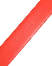 Dolce & Gabbana Orange Gold Tone Metal Logo Buckle Belt