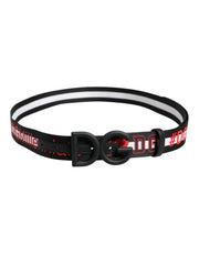 Dolce & Gabbana Black Polyester Logo Print DG Buckle Belt