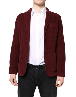 GF Ferre Maroon Corduroy Regular Fit Men Coat Blazer Jacket
