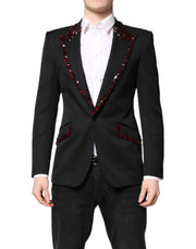 Dolce & Gabbana Black SICILIA CrystalEmbellished Coat Blazer