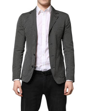 Dolce & Gabbana Black White Patterned Men Suit Coat Blazer