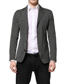 Dolce & Gabbana Black White Patterned Men Suit Coat Blazer