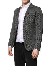 Dolce & Gabbana Black White Patterned Men Suit Coat Blazer