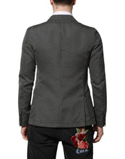 Dolce & Gabbana Black White Patterned Men Suit Coat Blazer