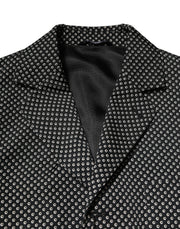 Dolce & Gabbana Black White Patterned Men Suit Coat Blazer