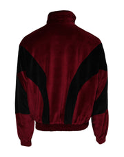 Dolce & Gabbana Red Black Cotton Logo FullZip Bomber Jacket