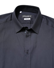 Dolce & Gabbana Dark Blue GOLD Cotton Dress Formal Shirt