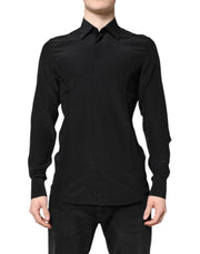 Dolce & Gabbana Black Silk GOLD Long Sleeves Dress Shirt