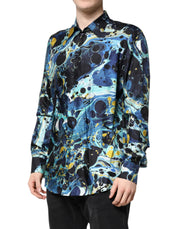 Dolce & Gabbana Multicolor Marble Print MARTINI Dress Shirt