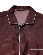 Dolce & Gabbana Burgundy Silk Dotted Long Sleeves Shirt