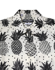 Dolce & Gabbana White Pineapple Print Long Sleeve GOLD Shirt