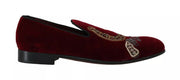 Dolce & Gabbana Bordeaux Velvet Loafers Gun Horseshoe Shoes