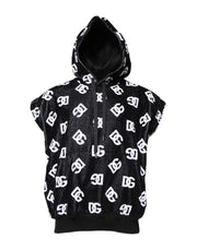 Dolce & Gabbana Black DG Cotton Hooded Sleeveless Sweater